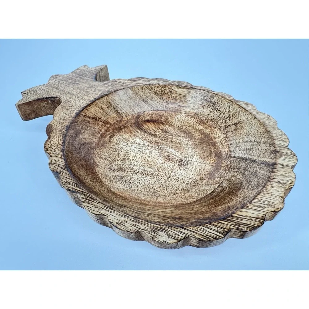 Pineapple Bowl Wood Carved Serving Dish Tropical Decor Fruit‎ Catchall